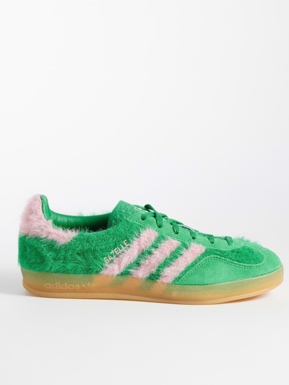 adidas Originals Gazelle Indoor sneakers in fluffy green and pink